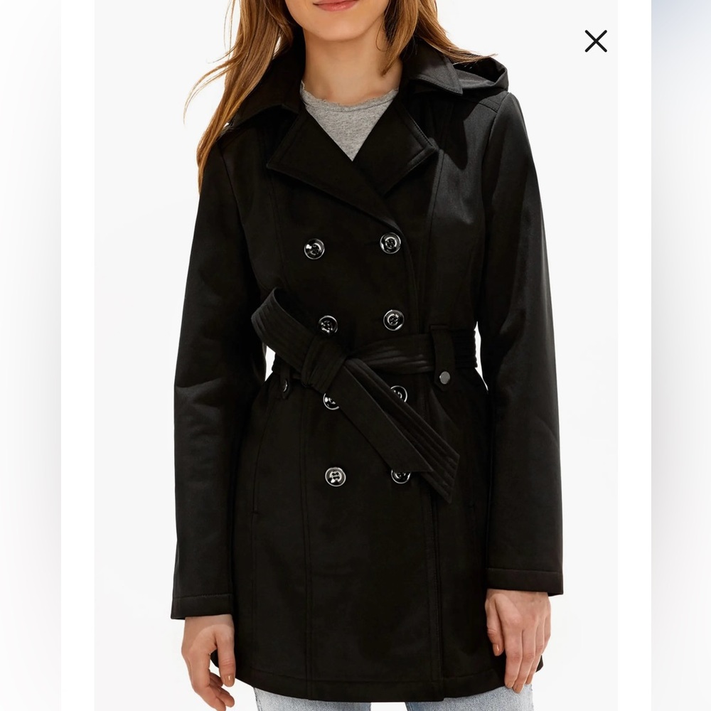 Sebby Water Resistant Double Breasted Soft Shell Jacket - Black - sz Small